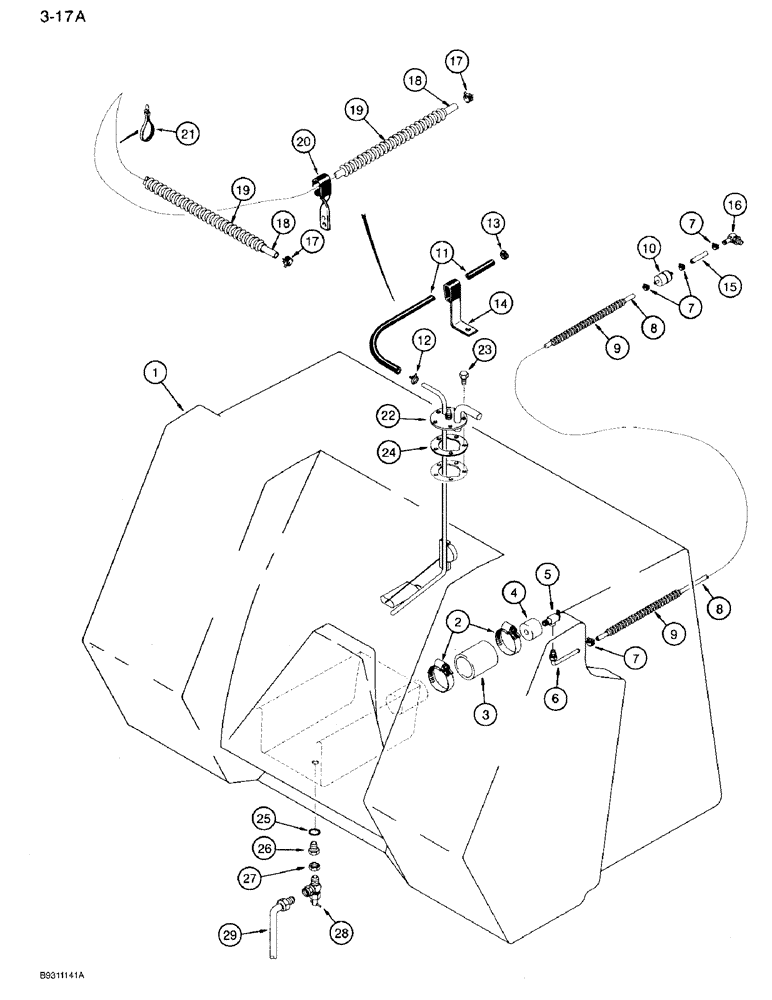 Схема запчастей Case IH 7110 - (3-17A) - FUEL LINES, MODELS WITH ONE FUEL TANK (03) - FUEL SYSTEM