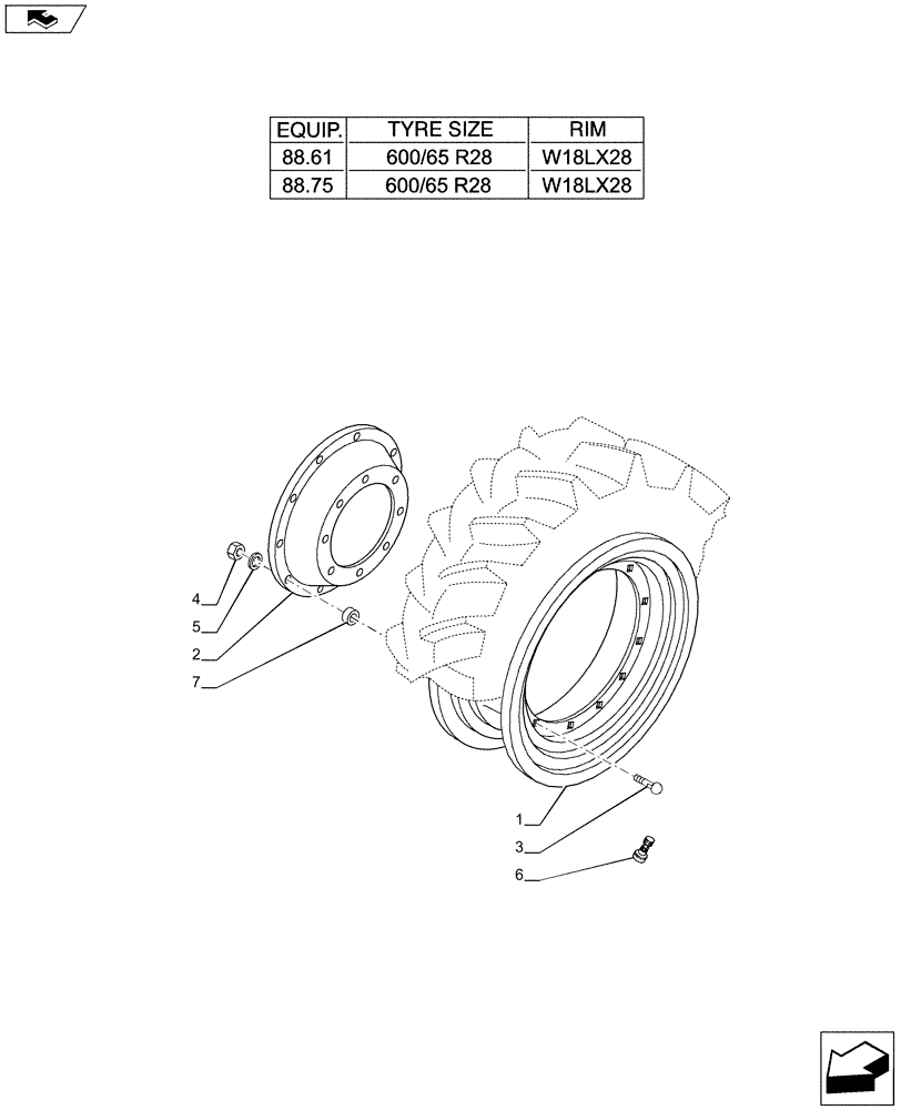 Схема запчастей Case IH PUMA 230 - (44.511.02[15]) - 4WD FRONT WHEELS (44) - WHEELS