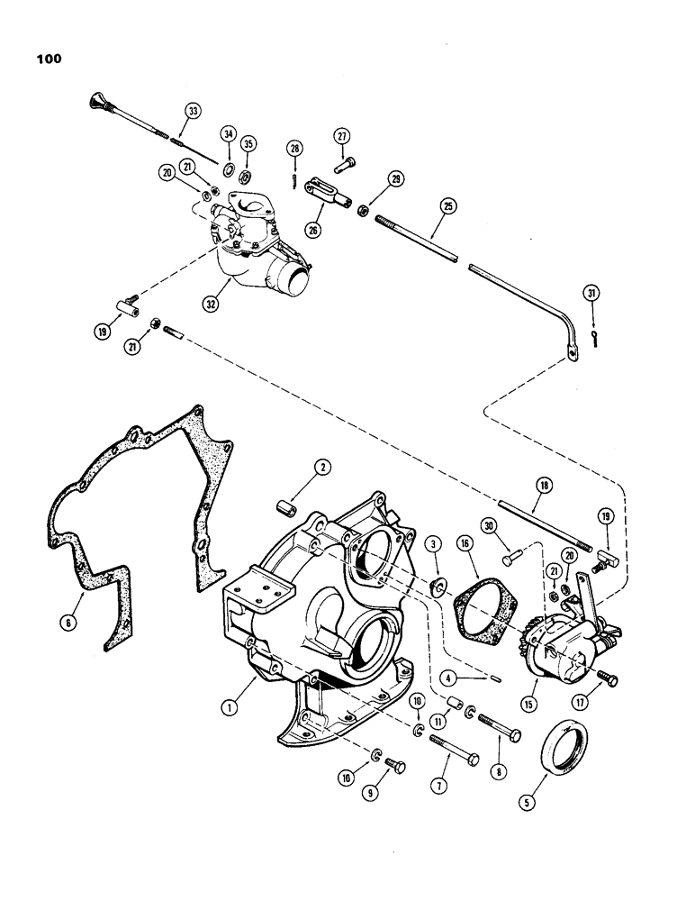 Схема запчастей Case IH 970 - (100) - TIMING GEAR COVER AND GOVERNOR LINKAGE, (377B) SPARK INGINTION ENGINE (03) - FUEL SYSTEM