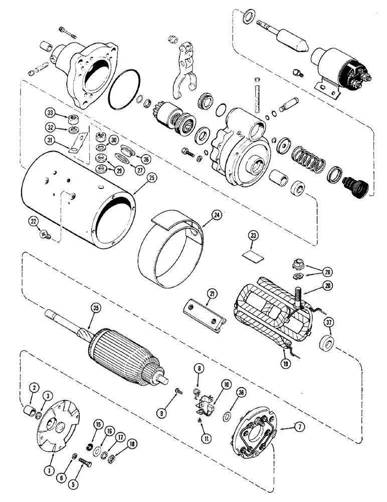 Схема запчастей Case IH 1370 - (100) - STARTER ASSEMBLY, WITH BENDIX DRIVE ASSEMBLY (04) - ELECTRICAL SYSTEMS