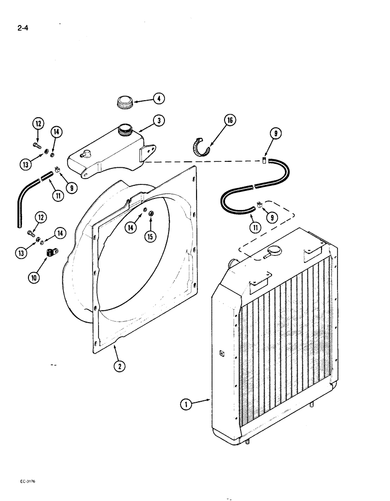 Схема запчастей Case IH 1896 - (2-04) - COOLANT RECOVERY BOTTLE, 6T-590 ENGINE (02) - ENGINE