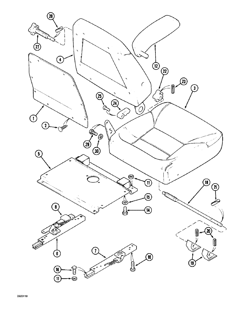 Схема запчастей Case IH 1688 - (9G-26) - MECHANICAL SUSPENSION SEAT, CUSHIONS AND SLIDES (10) - CAB & AIR CONDITIONING