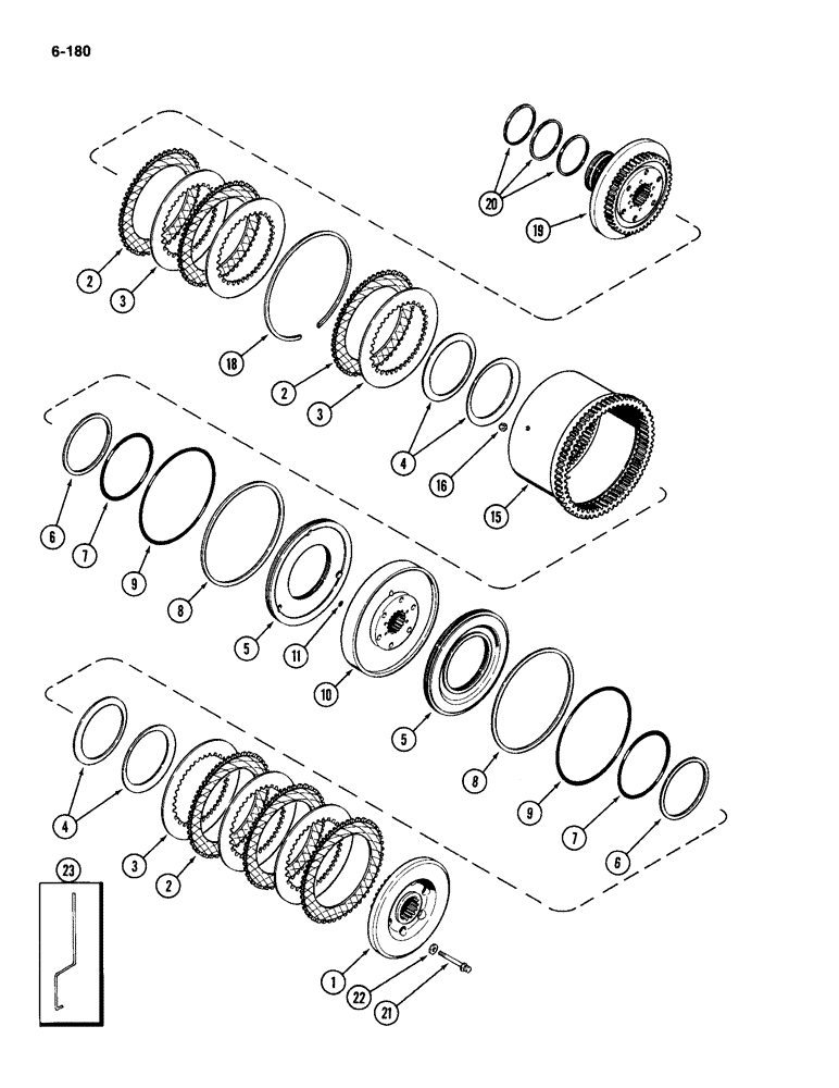 Схема запчастей Case IH 2094 - (6-180) - POWER SHIFT TRANSMISSION, (C2) AND (C3) CLUTCHES (06) - POWER TRAIN