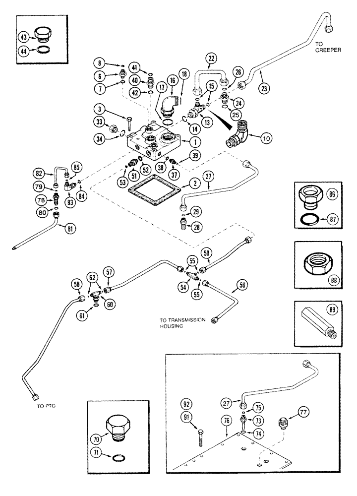 Схема запчастей Case IH 8920 - (6-020) - TRANSMISSION, RANGE HOUSING TUBES AND MANIFOLD (06) - POWER TRAIN