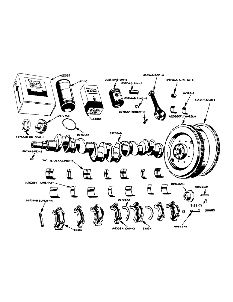 Схема запчастей Case IH 930 - (2-026[1]) - LP-GAS ENGINE, CRANKSHAFT SEE PAGE 10 OF SUPPLEMENT (02) - ENGINE