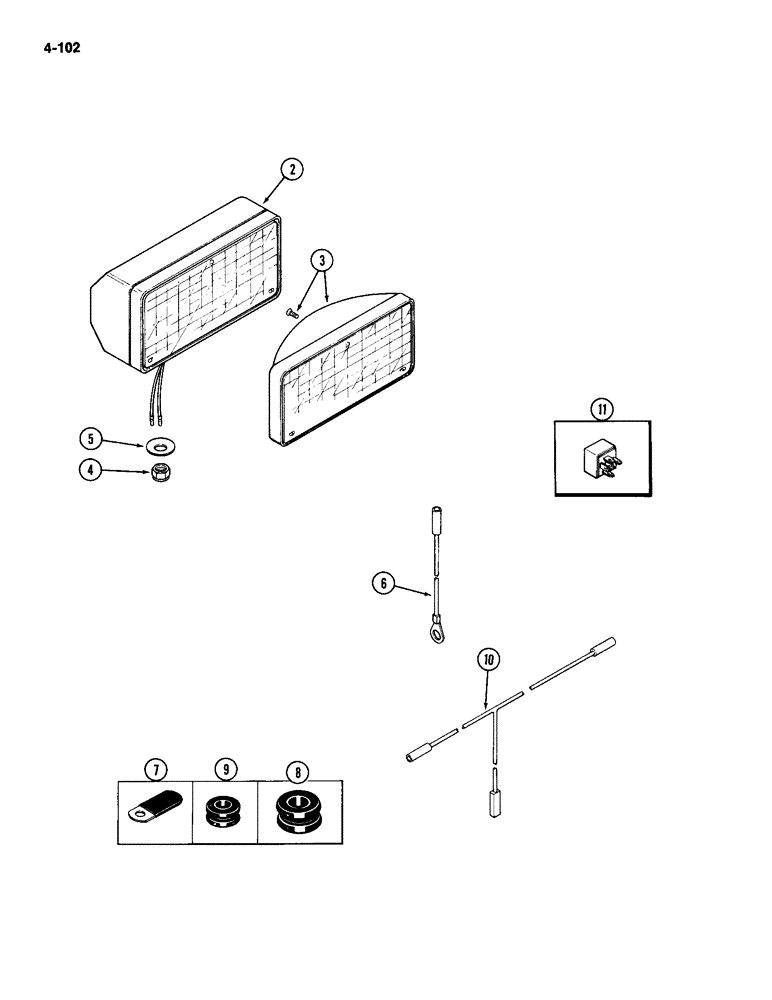 Схема запчастей Case IH 2094 - (4-102) - FLOOD LAMP, TRACTOR WITHOUT CAB (04) - ELECTRICAL SYSTEMS