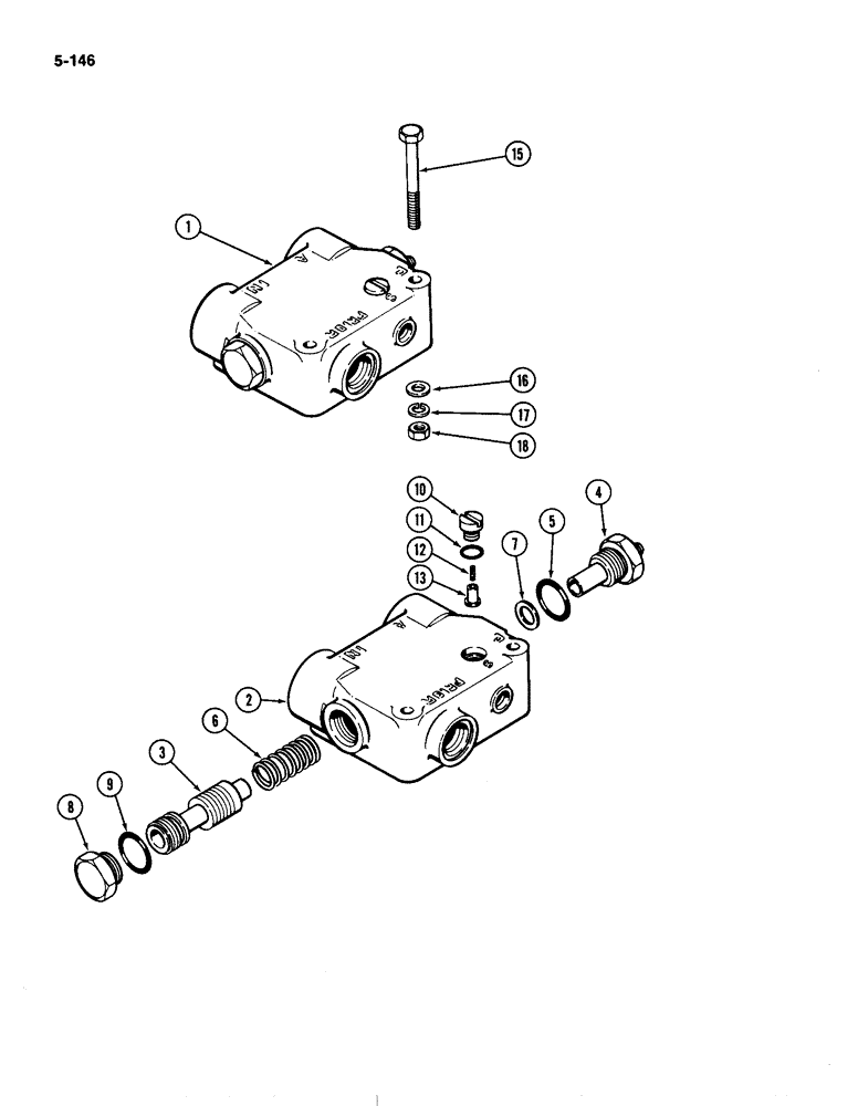 Схема запчастей Case IH 4490 - (5-146) - REAR STEERING PRIORITY VALVE (05) - STEERING