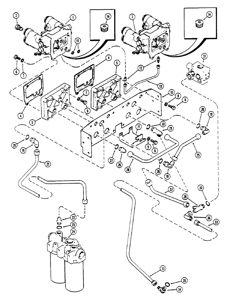 Схема запчастей Case IH 2670 - (326) - TWIN DUAL REMOTE HYDRAULICS CIRCUITRY, FIRST USED TRANSMISSION SERIAL NUMBER 10053454 (08) - HYDRAULICS