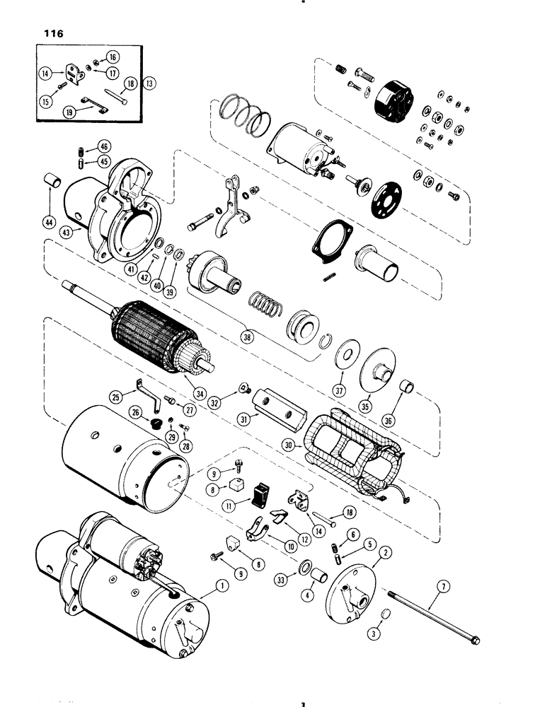 Схема запчастей Case IH 570 - (116) - D45731 STARTING MOTOR, 470-570 (188) DIESEL ENGINE (04) - ELECTRICAL SYSTEMS