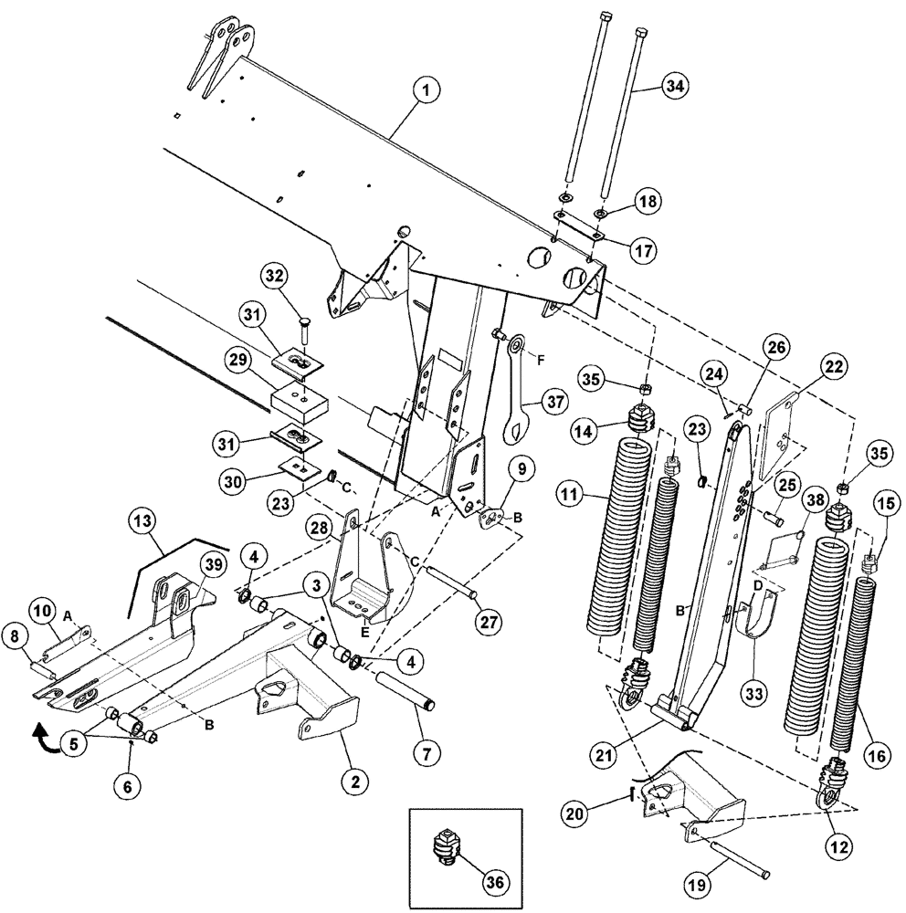 Схема запчастей Case IH 2052 - (09-42) - FRAME AND FLOAT GROUP (03) - CHASSIS/MOUNTED EQUIPMENT