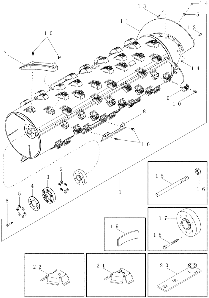 Схема запчастей Case IH 2388 - (09B-10) - ROTOR ASSY - SPECIALTY AFX (14) - ROTOR, CONCANVES & SIEVE