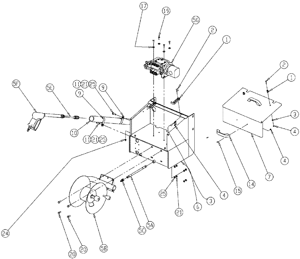 Схема запчастей Case IH 610 - (05-019) - PRESSURE WASHER STATION GROUP Liquid Plumbing