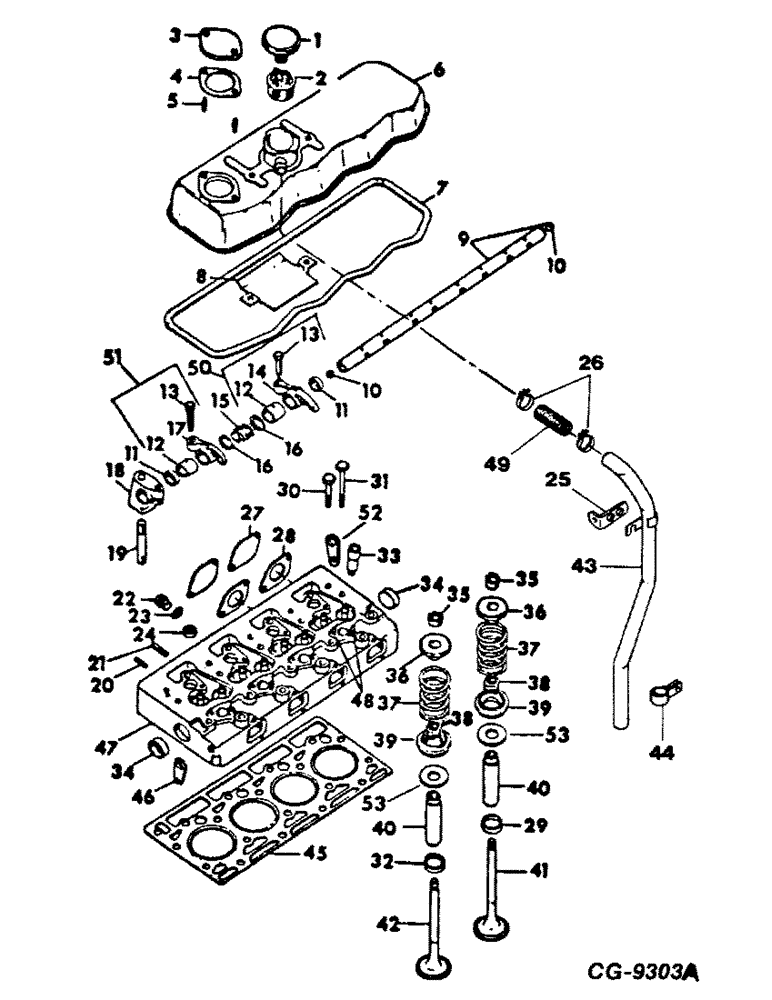 Схема запчастей Case IH D-239 - (D-19) - CYLINDER HEAD AND RELATED PARTS, 5000 THRU 5500 WINDROWERS 