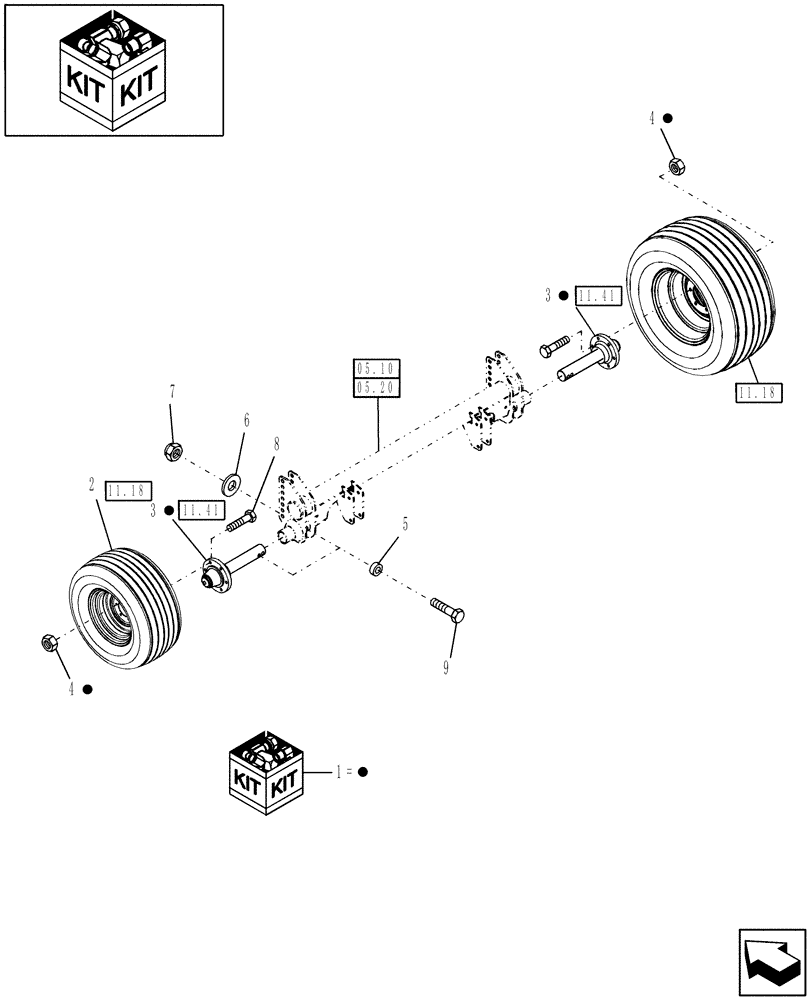 Схема запчастей Case IH RB464 - (18.12) - DIA KIT, LARGE TIRE (18) - ACCESSORIES