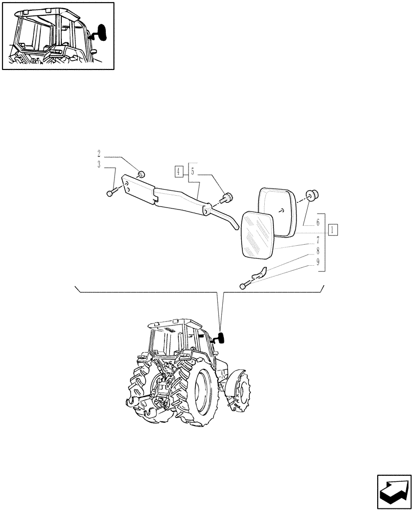 Схема запчастей Case IH MAXXUM 100 - (1.93.6/03) - TELESCOPIC REAR VIEW MIRROR (VAR.330825) (10) - OPERATORS PLATFORM/CAB