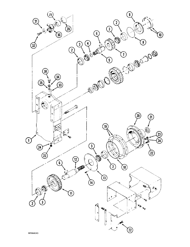 Схема запчастей Case IH 9310 - (6-066) - PTO TRANSFER CASE ASSEMBLY (06) - POWER TRAIN