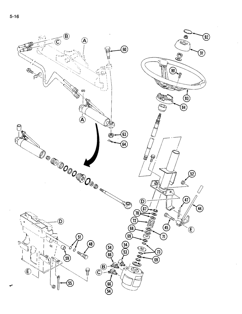 Схема запчастей Case IH 1120 - (5-16) - STEERING SYSTEM AND COLUMN (05) - STEERING