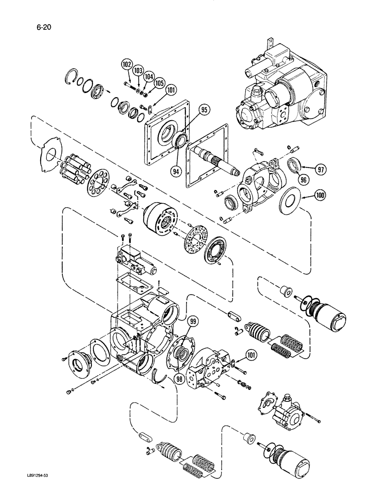 Схема запчастей Case IH 1670 - (6-20) - HYDROSTATIC PUMP, (CONT) (03) - POWER TRAIN