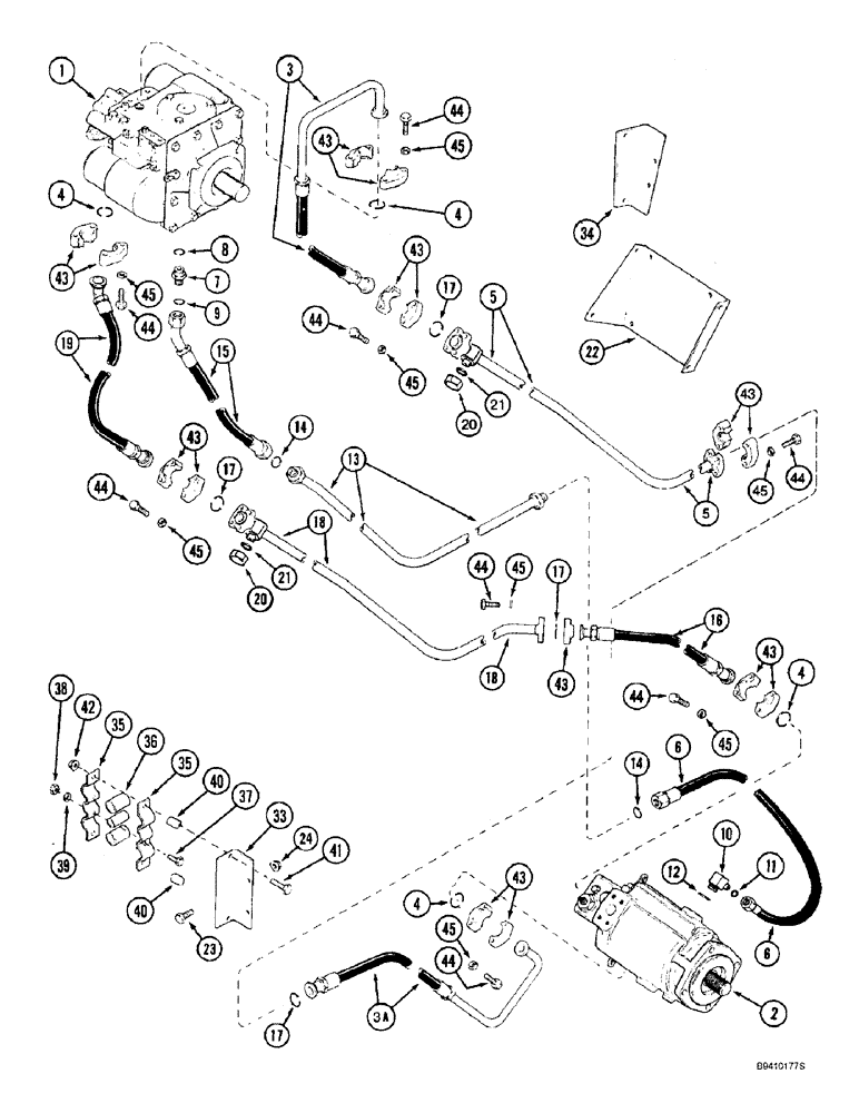 Схема запчастей Case IH 2144 - (6-06) - HYDROSTATIC PUMP AND MOTOR SYSTEM, SINGLE SPEED, W/O POWER GUIDE AXLE, PRIOR TO S/N JJC0173150 (03) - POWER TRAIN