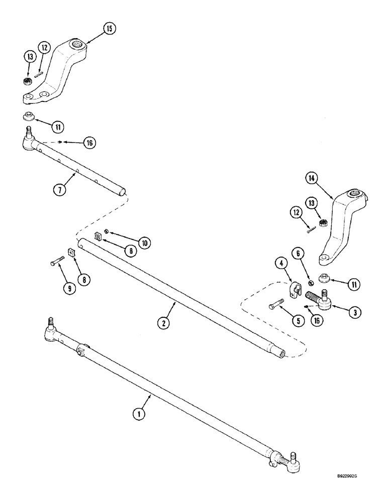 Схема запчастей Case IH 2166 - (5-16) - STEERING TIE ROD, ADJUSTABLE AXLE, WITHOUT POWER GUIDE AXLE, CORN & GRAIN COMBINE (04) - STEERING