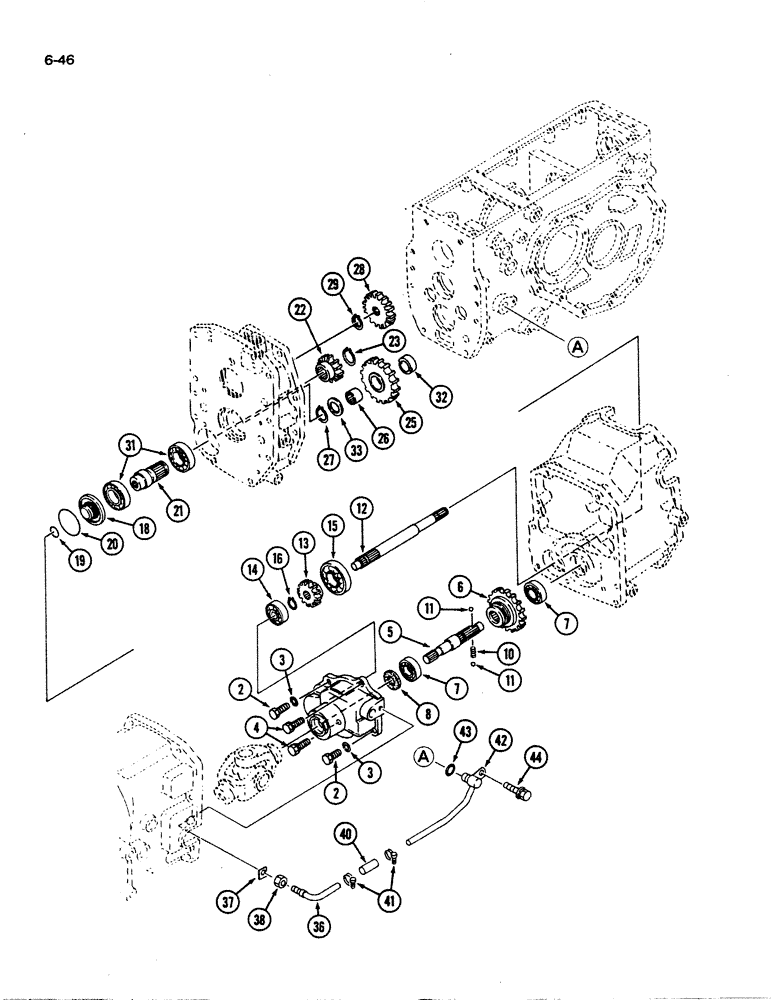 Схема запчастей Case IH 1140 - (6-46) - PTO DRIVE GEARS, MFD TRACTOR, WITH HYDROSTATIC DRIVE (06) - POWER TRAIN