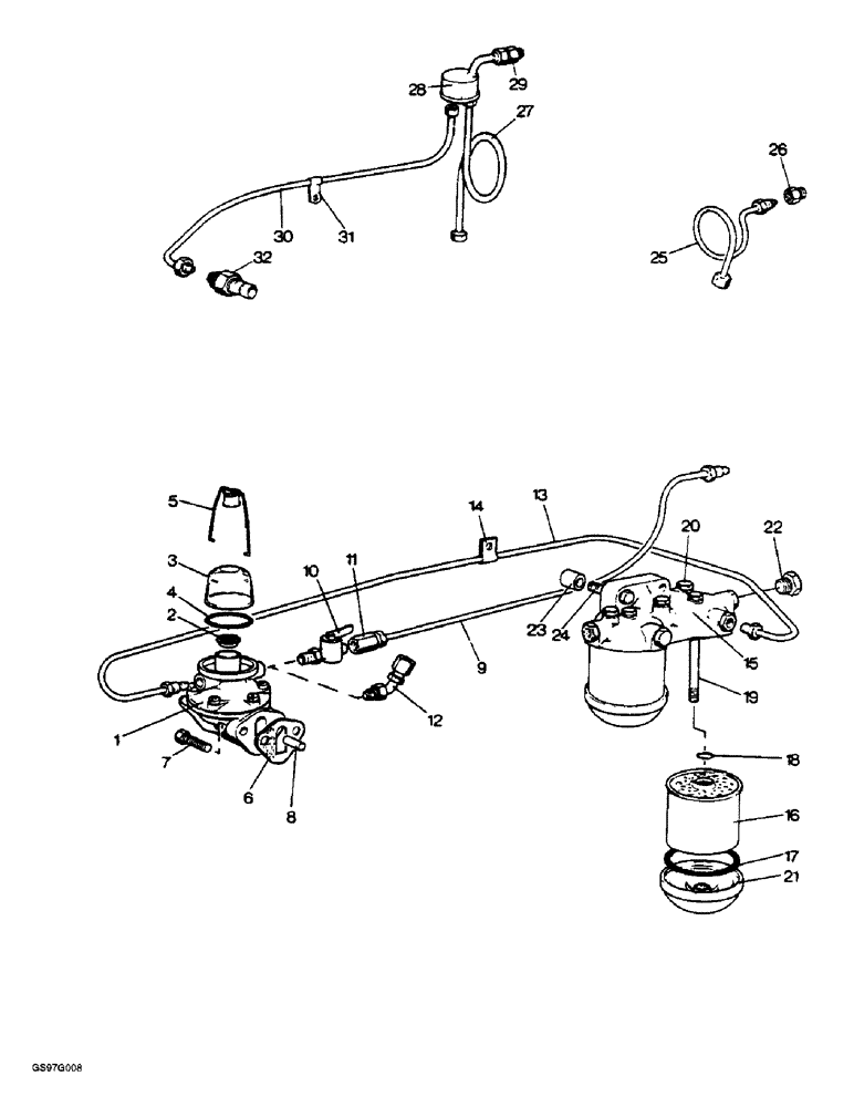 Схема запчастей Case IH 1212 - (3-06) - FUEL FEED PUMP, FILTERS AND PIPES (03) - FUEL SYSTEM