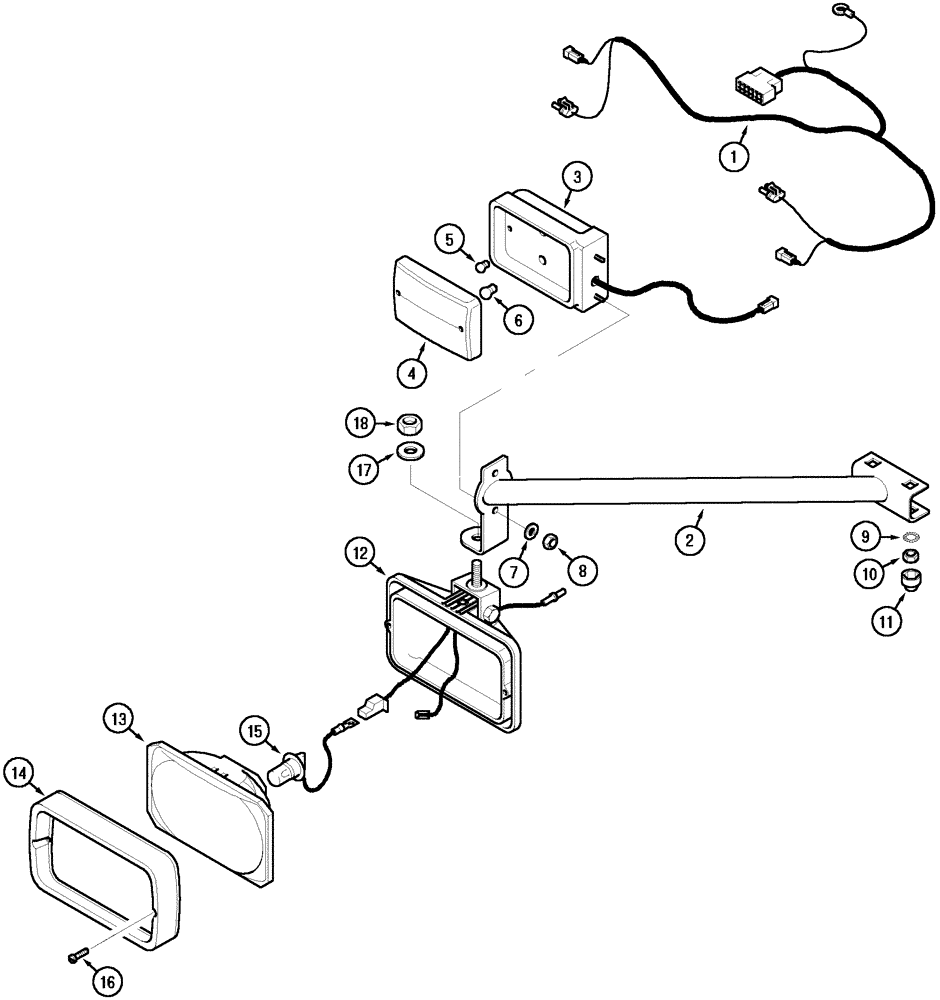 Схема запчастей Case IH CX90 - (04-29) - FRONT LIGHTS (04) - ELECTRICAL SYSTEMS