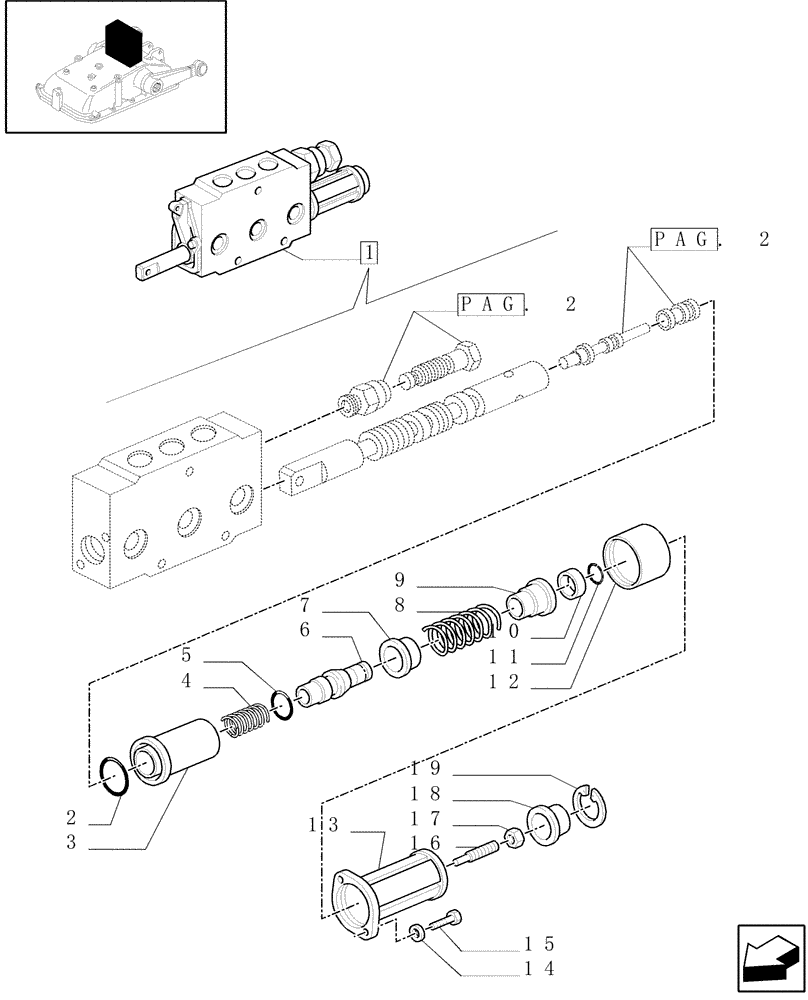 Схема запчастей Case IH JX1060C - (1.82.7/04A[03]) - REMOTE VALVE SECTION BREAKDOWN - C5484 (07) - HYDRAULIC SYSTEM