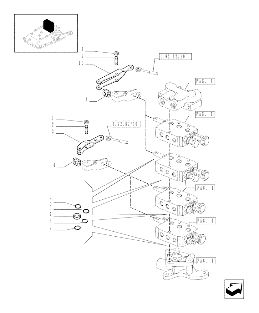 Схема запчастей Case IH JX1070C - (1.82.7/11[02]) - (VAR.165) 4 REMOTE VALVES FOR MDC - RINGS - C5484 (07) - HYDRAULIC SYSTEM