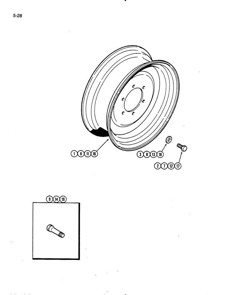 Схема запчастей Case IH 275 - (5-28) - FRONT WHEELS, TWO WHEEL DRIVE WITH AGRICULTURAL TIRES (05) - STEERING