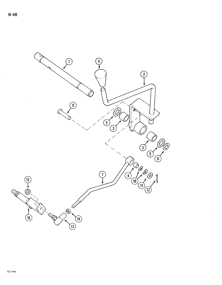 Схема запчастей Case IH 495 - (6-048) - TRANSMISSION RANGE SHIFT CONTROLS, WITH FORWARD AND REVERSE ATTACHMENT (06) - POWER TRAIN