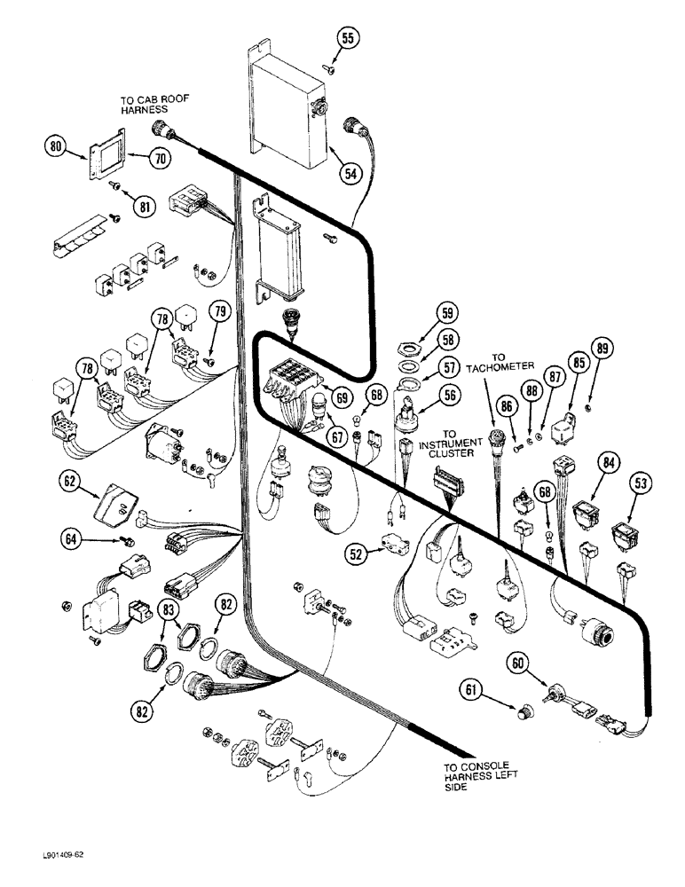 Схема запчастей Case IH 1844 - (4-12) - CONSOLE HARNESS RIGHT SIDE (06) - ELECTRICAL SYSTEMS