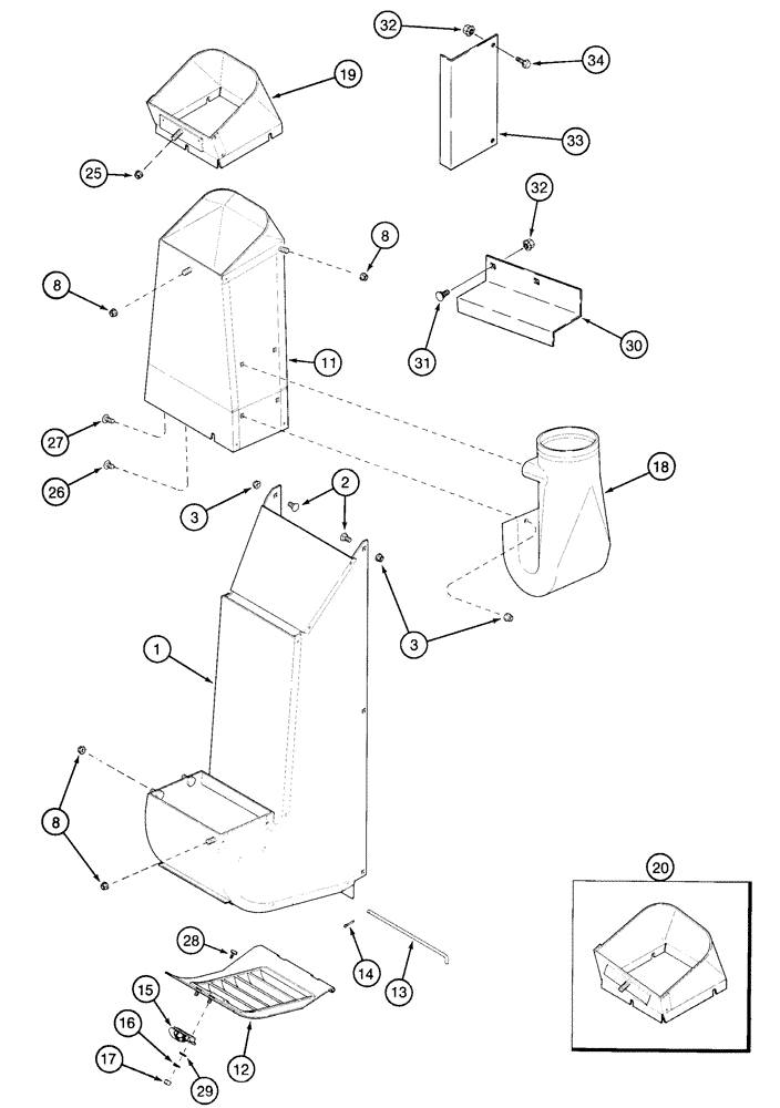 Схема запчастей Case IH 2155 - (9C-04) - REAR DRUM OUTLETS (15) - HANDLING SYSTEM