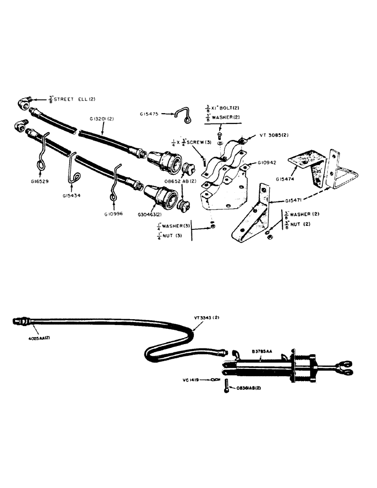 Схема запчастей Case IH 300B-SERIES - (181) - HYDRAULIC FRONT HOSE AND COUPLINGS, PORTABLE HYDRAULIC CYLINDER AND HOSE, 300B SERIES TRACTORS (08) - HYDRAULICS