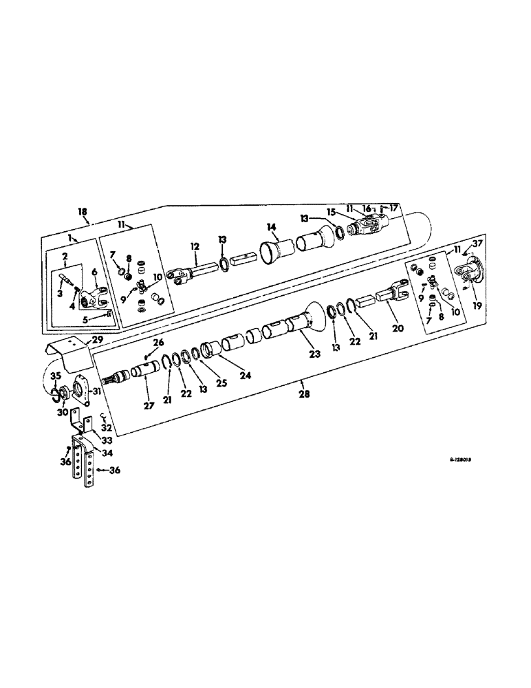 Схема запчастей Case IH 440 - (F-51) - POWER TAKE-OFF DRIVE SHAFTS,THREE KNUCKLE 