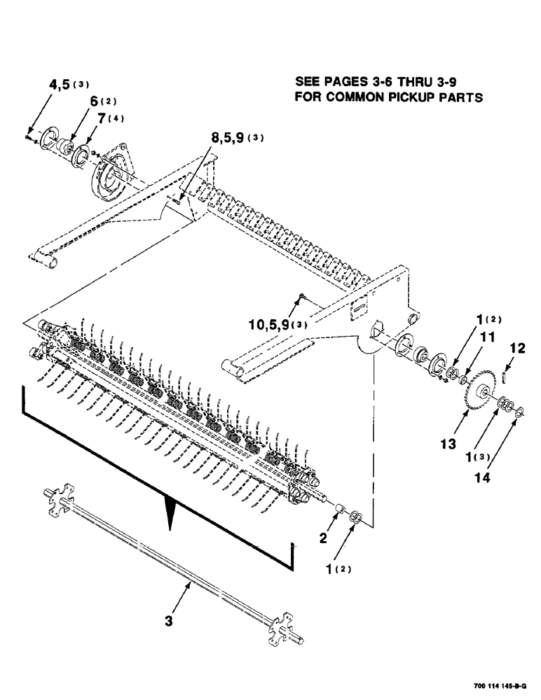 Схема запчастей Case IH 8465 - (3-04) - PICKUP ASSEMBLY, WITH HEX SHAFT ONLY, SERIAL NUMBER CFH0077001 THROUGH CFH0077005 Pickup