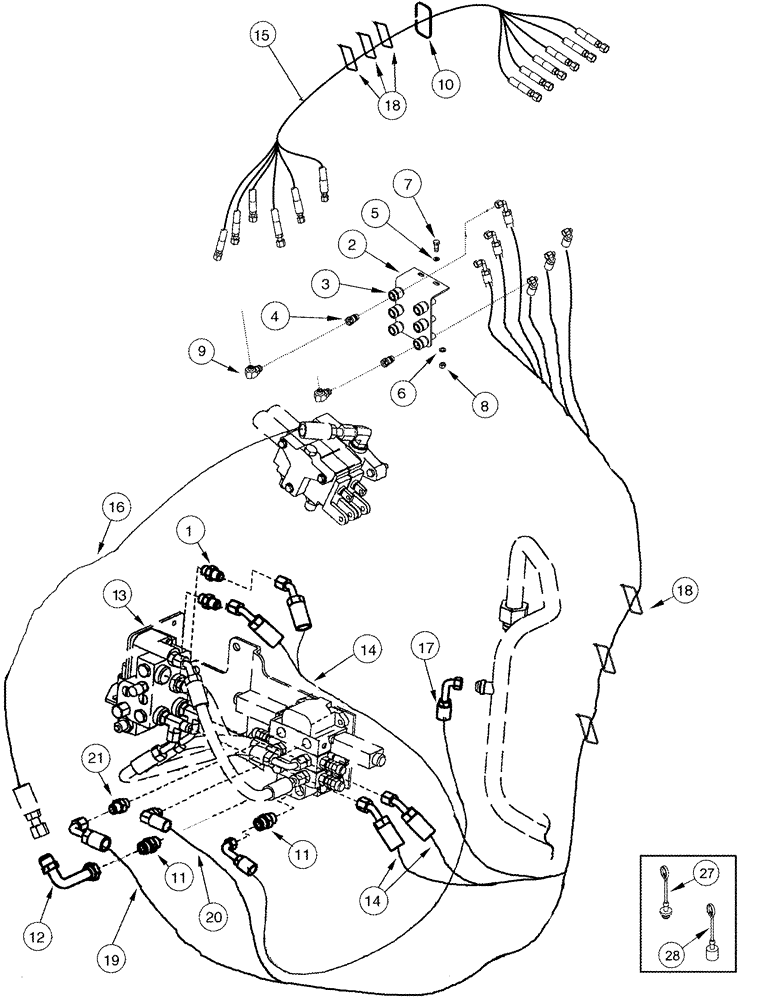 Схема запчастей Case IH L505 - (08-41) - HYDRAULICS EXTERNAL VALVE 3 Function - CX70 - CX100 With Self Leveling (08) - HYDRAULICS