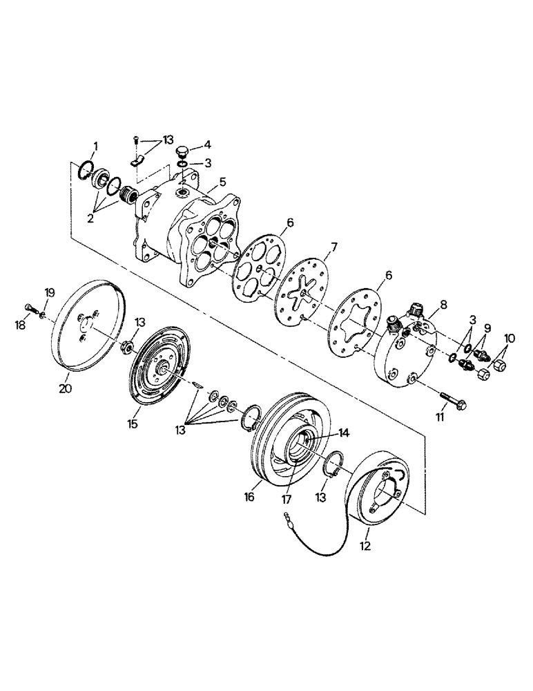 Схема запчастей Case IH KP-1360 - (03-17) - A/C COMPRESSOR ASSEMBLY (03) - Climate Control