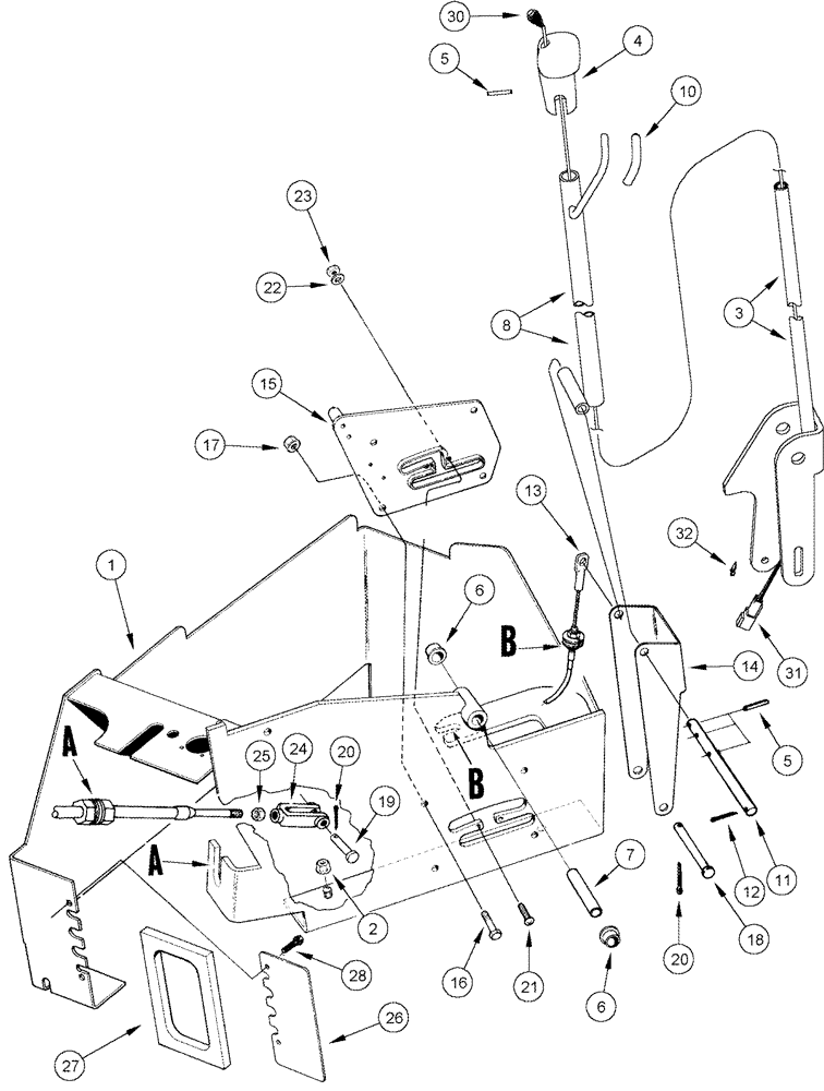 Схема запчастей Case IH 420 - (06-13) - TRANSMISSION UPPER SHIFT CONTROLS (03) - POWER TRAIN