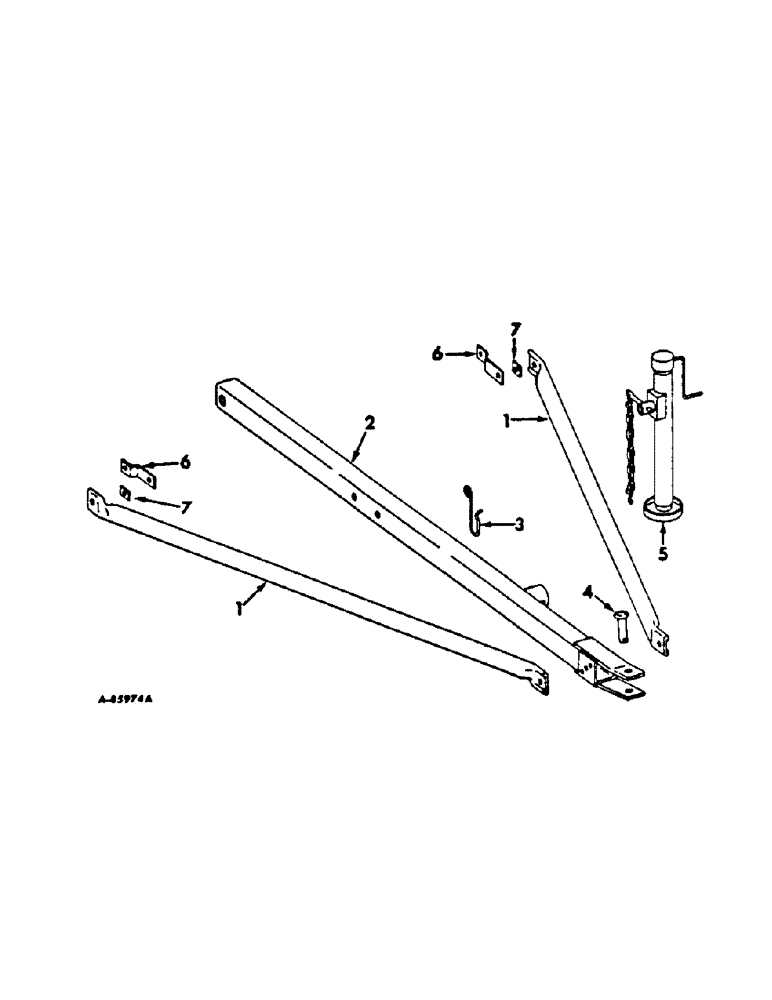 Схема запчастей Case IH 56-SERIES - (N-17) - HITCH WITH JACK, FOR 6-ROW PLANTERS, MACHINES BUILT 1966 TO 1975 