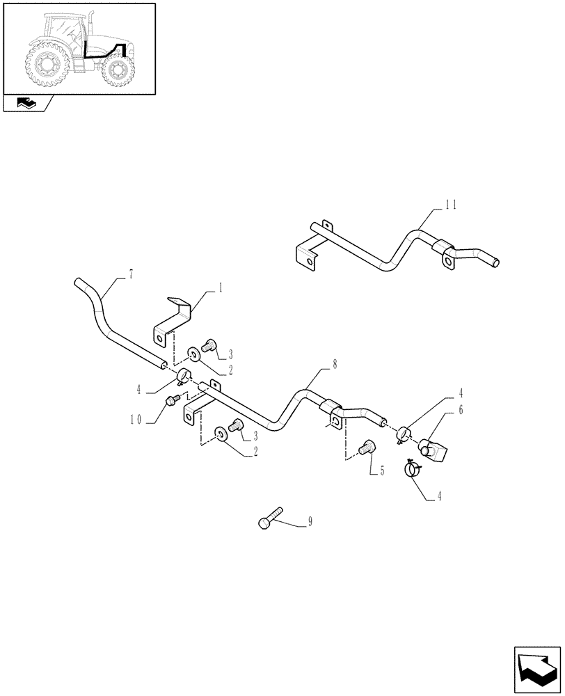 Схема запчастей Case IH PUMA 180 - (1.94.3[03]) - HEATING SYSTEM PIPES (10) - OPERATORS PLATFORM/CAB