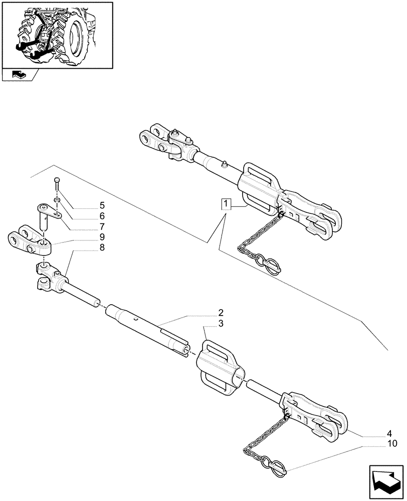 Схема запчастей Case IH MAXXUM 140 - (1.89.6/ B) - ADJUSTABLE LIFT-ROD - BREAKDOWN (09) - IMPLEMENT LIFT