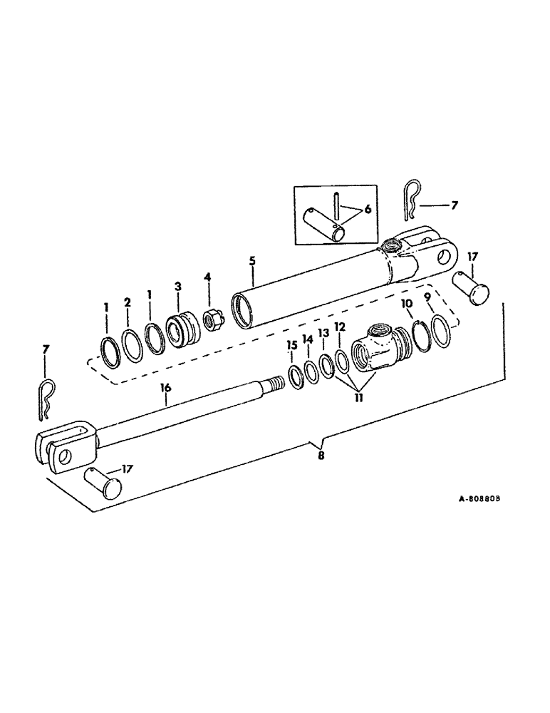 Схема запчастей Case IH 92 - (D-38) - HYDRAULIC CYLINDER, 3 X 8 IN. DOUBLE ACTING 