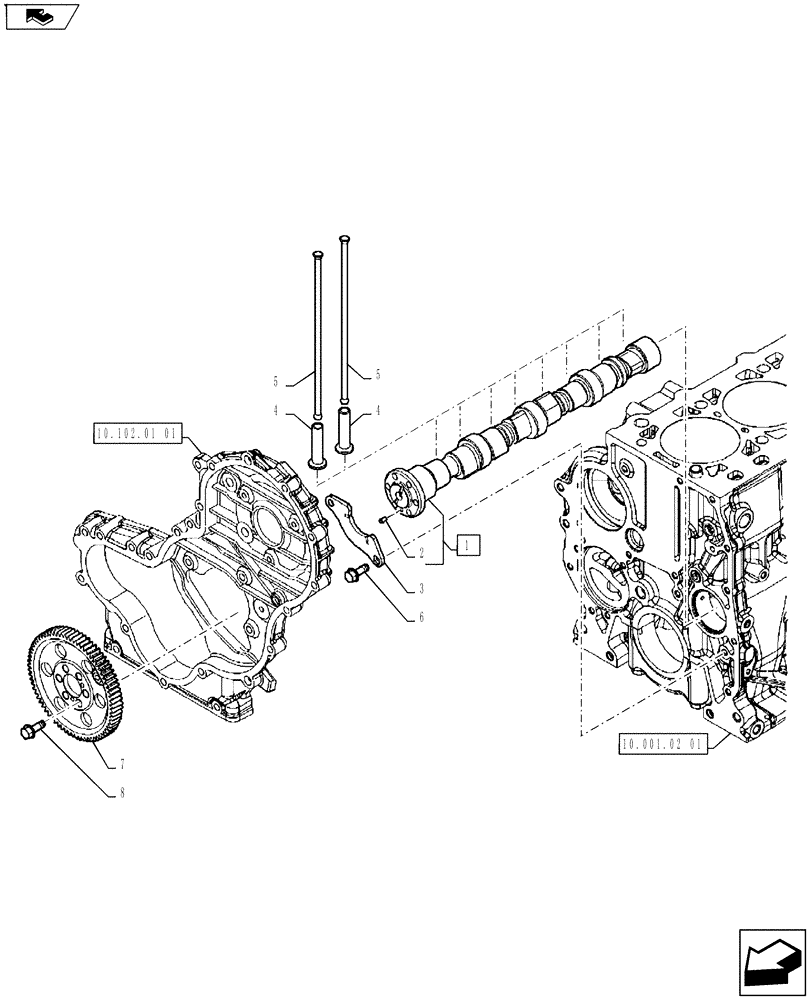 Схема запчастей Case IH FARMALL 65A - (10.106.01[01]) - CAMSHAFT - PUSH RODS (10) - ENGINE