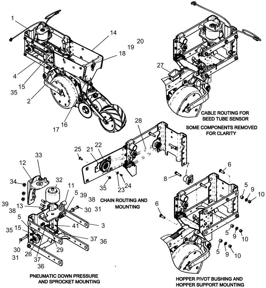 Схема запчастей Case IH 1220 - (75.200.12) - PNEUMATIC DOWN PRESSURE - 14" ROW UNIT WITH LINK - ROUTING (75) - SOIL PREPARATION