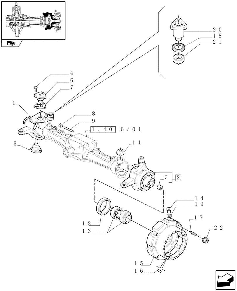 Схема запчастей Case IH PUMA 140 - (1.40. 6/02) - 4WD (CL.3) FRONT AXLE WITH LIMITED SLIP DIFF. L/ST. SENSOR W/BRAKES - HUBS (VAR.330425) (04) - FRONT AXLE & STEERING