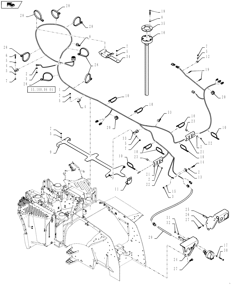 Схема запчастей Case IH STEIGER 450 - (55.100.06[07]) - HARNESS - REAR FRAME WIRING LAYOUT - EURO - SUSPENDED CAB (55) - ELECTRICAL SYSTEMS