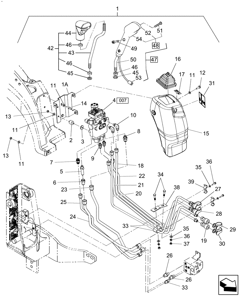 Схема запчастей Case IH FARMALL 45 - (07.15) - TWO FUNCTION MID-MOUNT HYDRAULIC CONTROL VALVE KIT - DIA KIT, P/N 710440106 GEAR & DIA KIT, P/N 710330046 HST (07) - HYDRAULIC SYSTEM