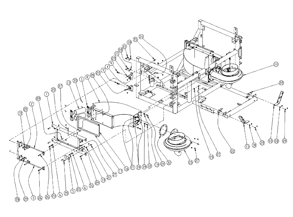 Схема запчастей Case IH 438 - (08-014) - AIR SYSTEM GROUP, MID Boom Group