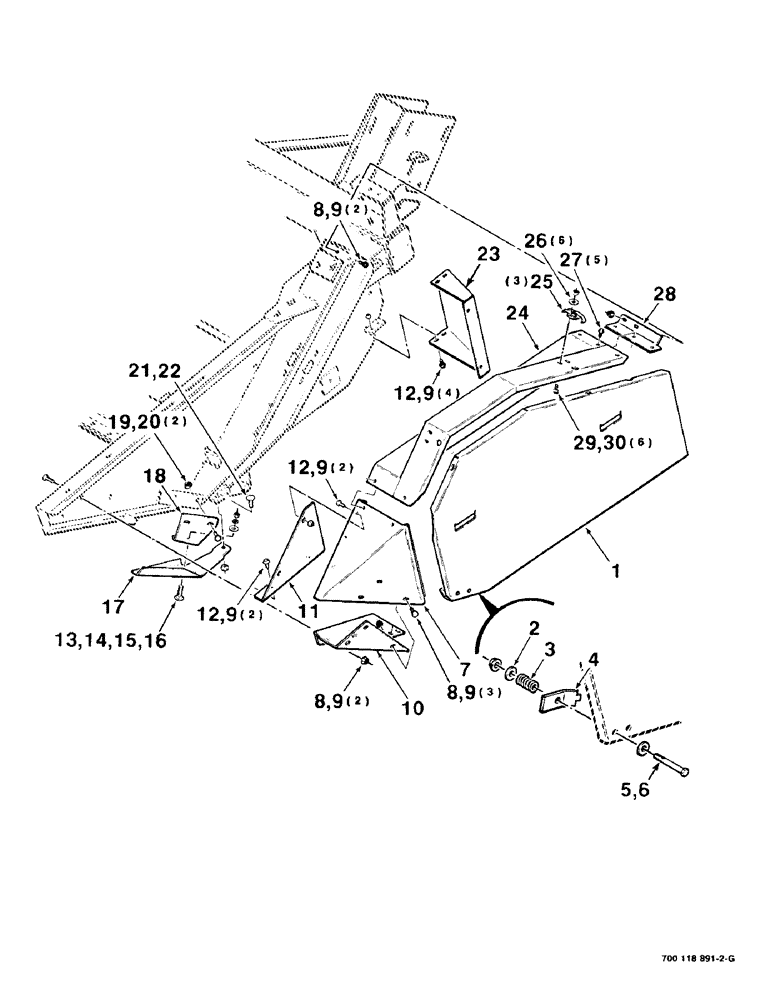 Схема запчастей Case IH 8820 - (7-14) - HEADER SHIELDS ASSEMBLY, LEFT (09) - CHASSIS